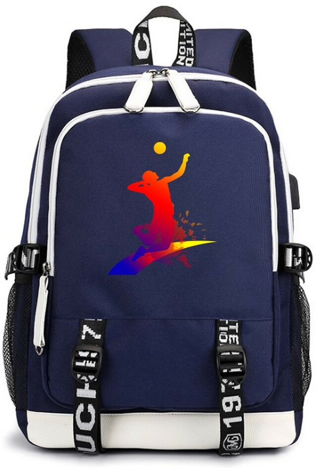 Рюкзак Волейбол с USB-портом темно-синий №4