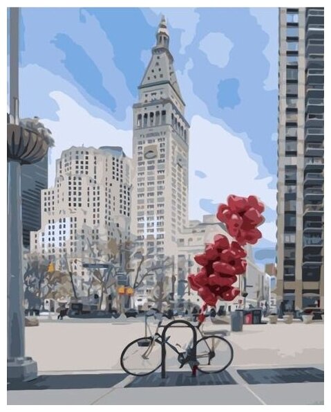 Картина по номерам "Велосипед в городе" 40х50 см Холст на подрамнике