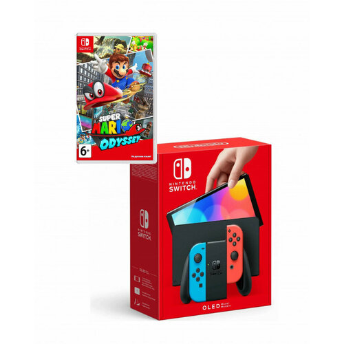 Игровая консоль Nintendo Switch OLED+Игра Super Mario Odyssey игровая приставка nintendo switch oled модель mario red edition mario odyssey