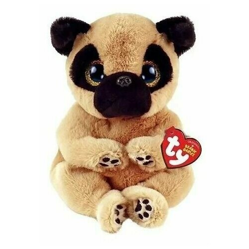 Мягкая игрушка TY Собачка мопс Иззи бежевый с черными 15 см 40543