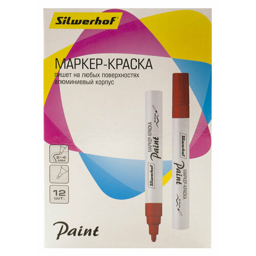 Маркер лаковый Silwerhof Paint пулевидный пишущий наконечник красный 2062₽