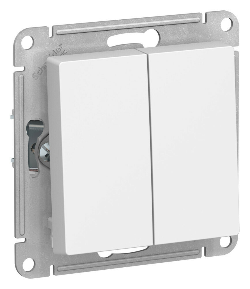 фото Переключатель 2-клавишный Systeme Electric (Schneider Electric) Atlas Design 10АХ, лотос ATN001365