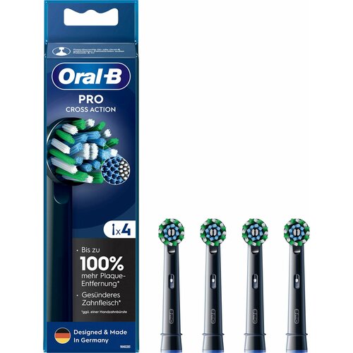 Насадки для зубной щетки Oral-B Pro CrossAction, черные, 4 шт. oral b kids cross action power eb50 насадки cменные для электрической зубной щетки 2 шт