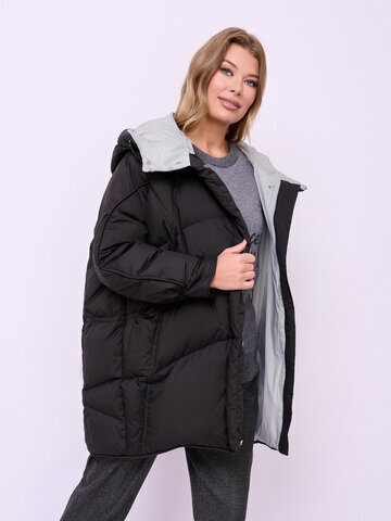куртка  Franco Vello, демисезон/зима, удлиненная, силуэт прямой, несъемный капюшон, карманы, ультралегкая, стеганая, регулируемый капюшон, утепленная, влагоотводящая, манжеты, ветрозащитная, подкладка, размер 50, черный