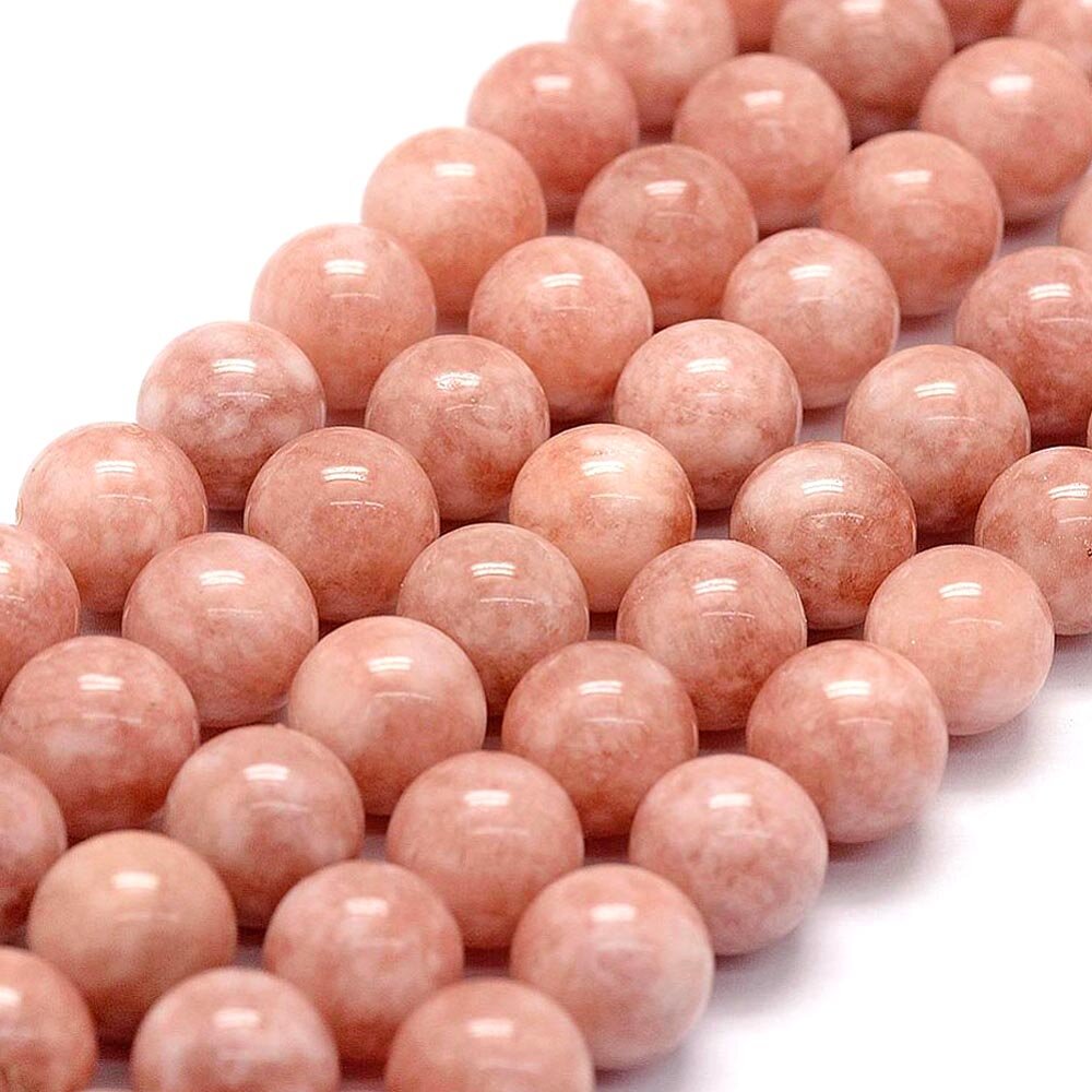 Натуральная бусина Авантюрин (Солнечный камень) розовый 0011075 шарик 10 мм, цена за 4 шт.