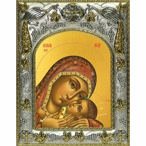 Икона Божья Матерь Корсунская, 14x18 в серебряном окладе, арт вк-4980