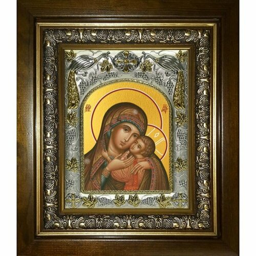 Икона Божья Матерь Умиление, 14x18 см, в деревянном киоте 20х24 см, арт вк-5197