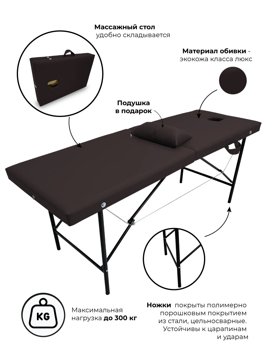 Массажный стол, кушетка косметолога, с вырезом, 180х60 Фиолетовый