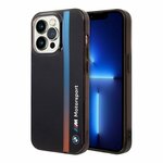 Чехол BMW Motorsport Tricolor Vert Stripe Hard для iPhone 14 Pro Max, черный - изображение