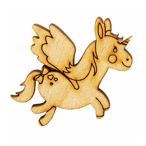 Заготовка из дерева Летящий единорог 4 х 3,5 см 3 штуки