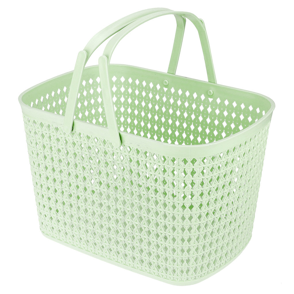 фото "Домашняя мода" Корзина пластмассовая для хранения "Вязанка" 33х22,5см h21см, с ручками, оливковый (Китай)