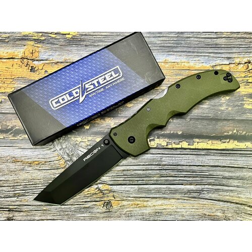 нож складной cold steel cs20nqlodsw od green handle Нож складной Cold Steel CS27BTODBK Recon 1 Tanto, OD Green Handle