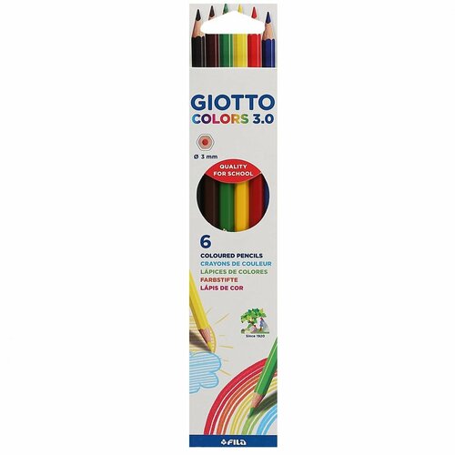 Карандаши цветные 6 цветов, дерево, шестигранный Colors 3.0 GIOTTO