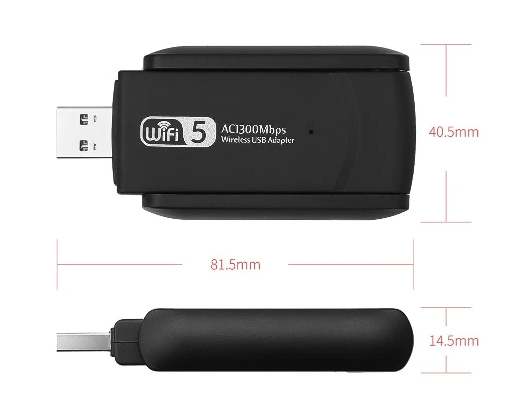 Беспроводной WI-Fi адаптер, USB 3.0, 2.4G/ 5G, 1300 Мбит/с — фото 1