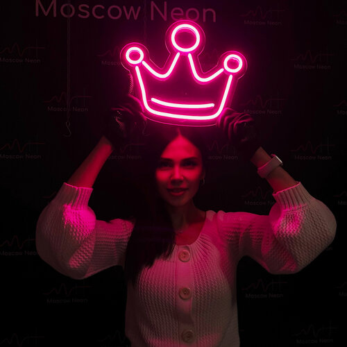 Изображение товара Неоновый светильник, неоновая светодиодная вывеска на стену, настенная неоновая лампа "Корона" для дома с диммером, 31 х 25 см