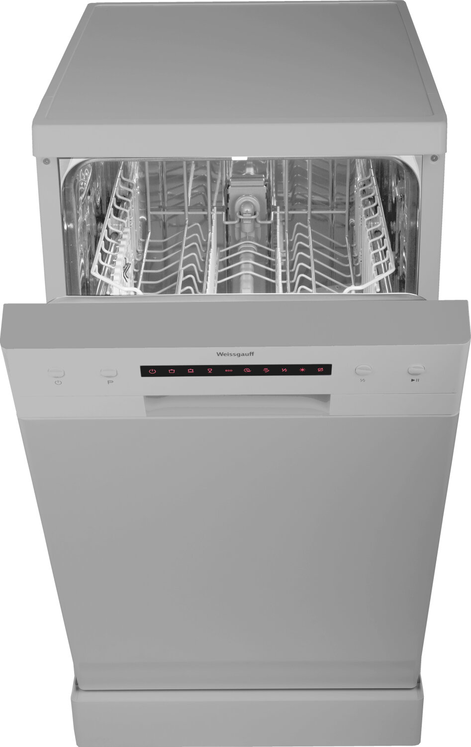 Посудомоечная машина Weissgauff DW 4526 Silver, регулировка корзины по высоте, дозагрузка посуды