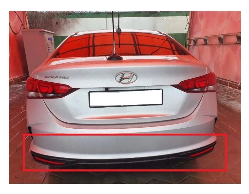 Юбка-спойлер заднего бампера Hyundai Solaris 2020- 2023 — фото 7