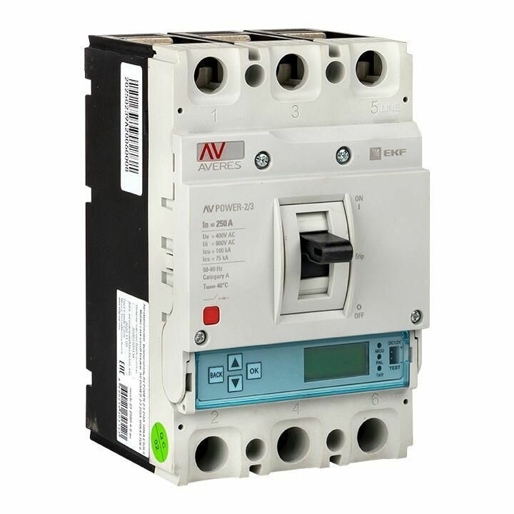Выключатель автоматический 3п 250А 50кА AV POWER-2/3 ETU6.0 AVERES EKF mccb-23-250-6.0-av - фотография № 9
