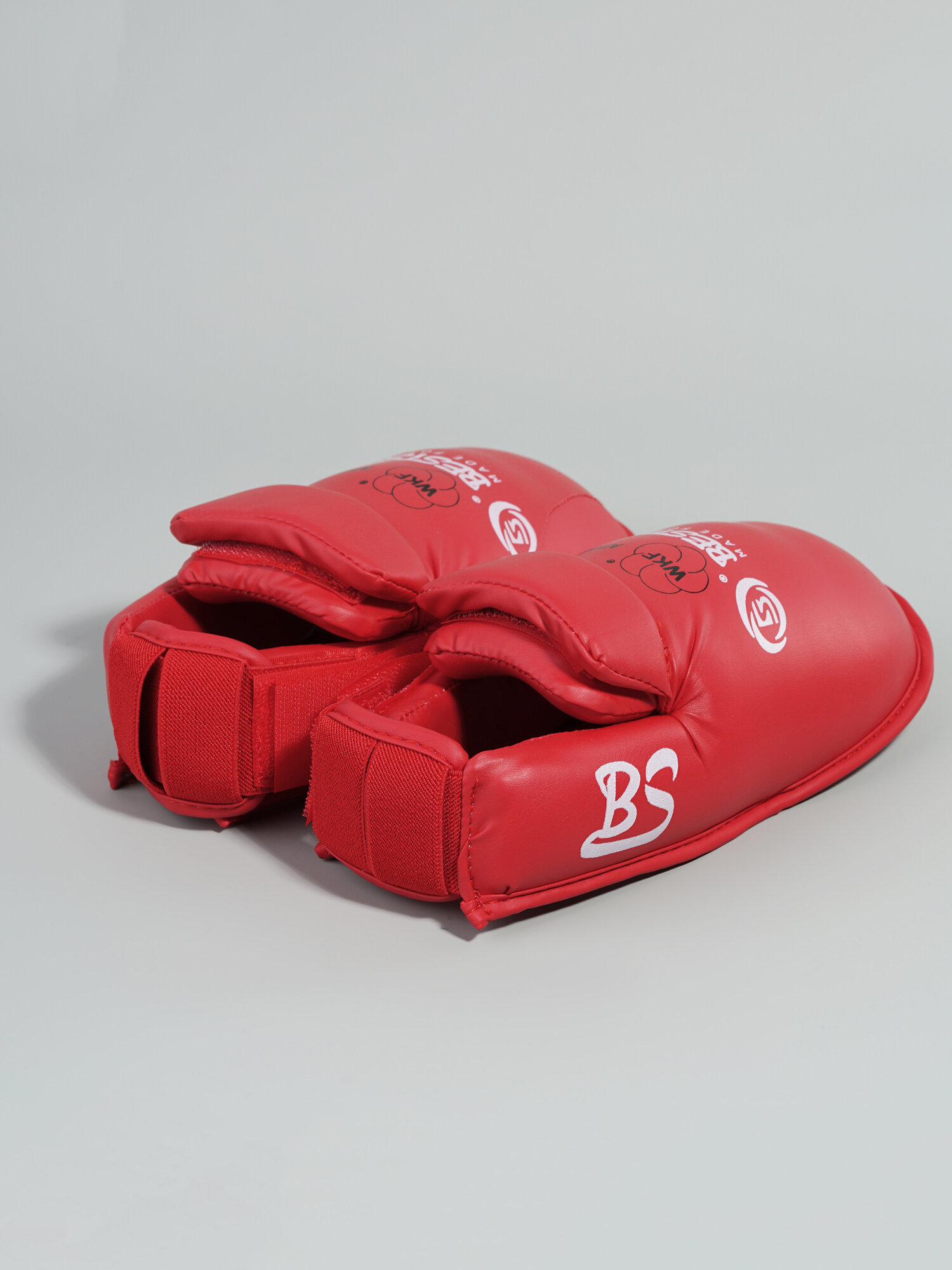 Комплект защиты голени и стопы для каратэ BestSport, красные, L (41-43)