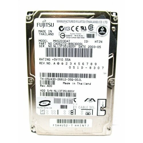 Жесткий диск Fujitsu CA06272-B86300DL 30Gb 4200 IDE 2,5 HDD жесткий диск fujitsu mhr2030at 30gb 4200 ide 2 5 hdd