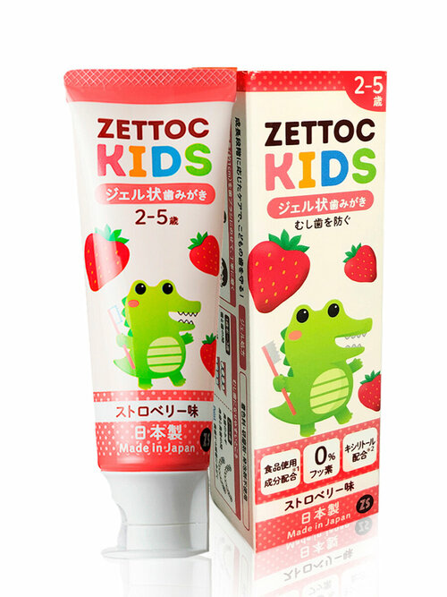 NIPPON ZETTOC Японская зубная паста детская без фтора ZETTOC KIDS 2-5 лет (клубника), 70 гр