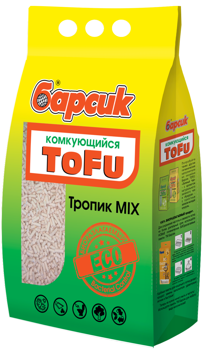 Комкующийся наполнитель Барсик Tofu Кукуруза