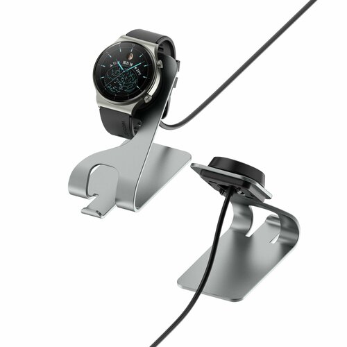 Зарядное USB устройство 1м с держателем для Huawei Watch 3 / 3 Pro / Huawei Watch GT 3 - серое зарядная док станция из алюминиевого сплава usb держатель для смарт часов huawei watch 3 3 pro магнитная подставка для смарт часов huawei watch gt 2 pro