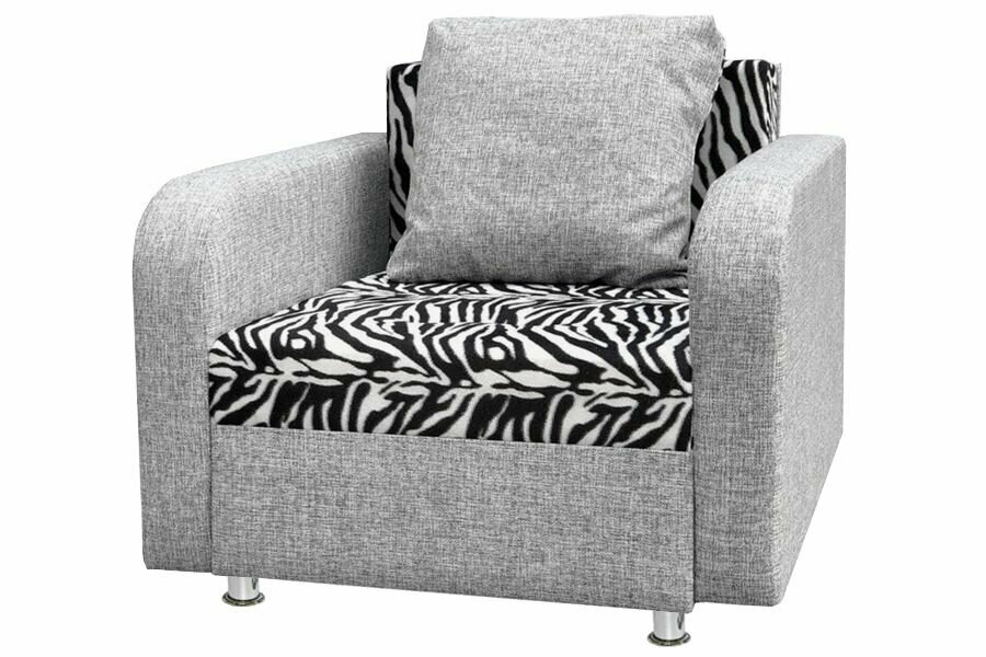 фото Кресло раскладное Марс еврокнижка, велюр зебра/рогожка серая