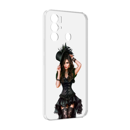 Чехол MyPads стройная-девушка-в-черном-платье для Tecno Pova Neo 4G задняя-панель-накладка-бампер