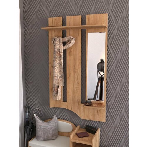 Вешалка с зеркалом (крафт золотой) ВЕШ2