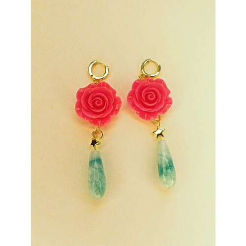 Серьги , голубой, розовый