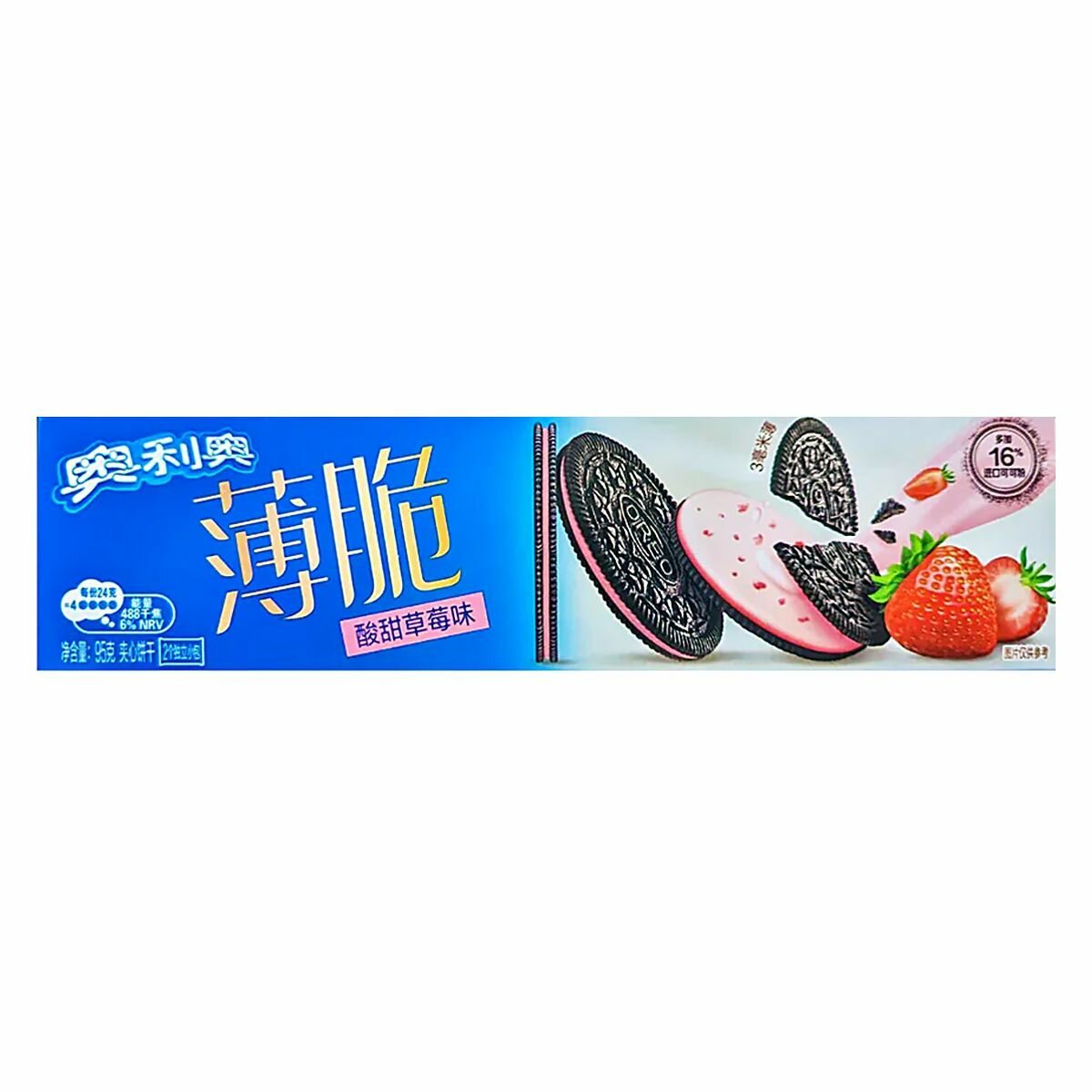 Печенье OREO Thin Crisp Sweet and Sour Strawberry со вкусом кисло-сладкой клубники (Китай), 95 г