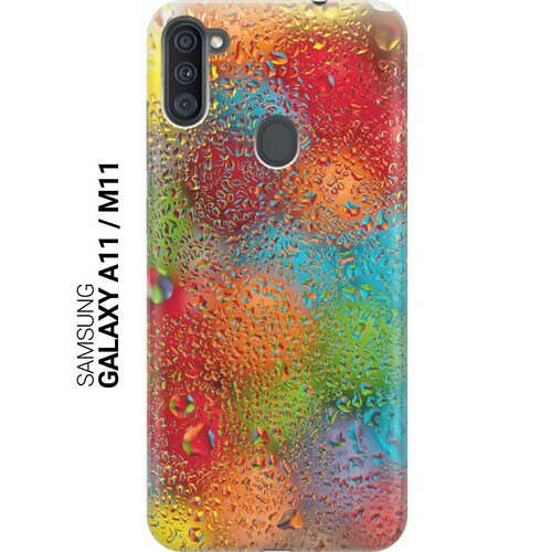 ультратонкий силиконовый чехол накладка для samsung galaxy a11 m11 с принтом разноцветные капли Ультратонкий силиконовый чехол-накладка для Samsung Galaxy A11, M11 с принтом Капли и разноцветные шары