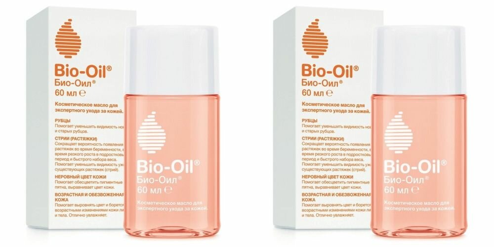 Bio-Oil Масло косметическое от шрамов растяжек неровного тона, 60 мл, 2 шт