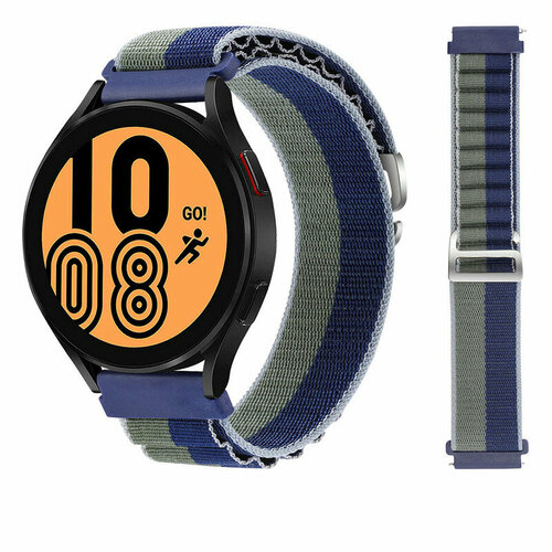 Нейлоновый тканевый ремешок Альпийская петля для часов 20 мм Garmin, Samsung Galaxy Watch, Huawei Watch, Honor, Xiaomi Amazfit, 09 зелено синий