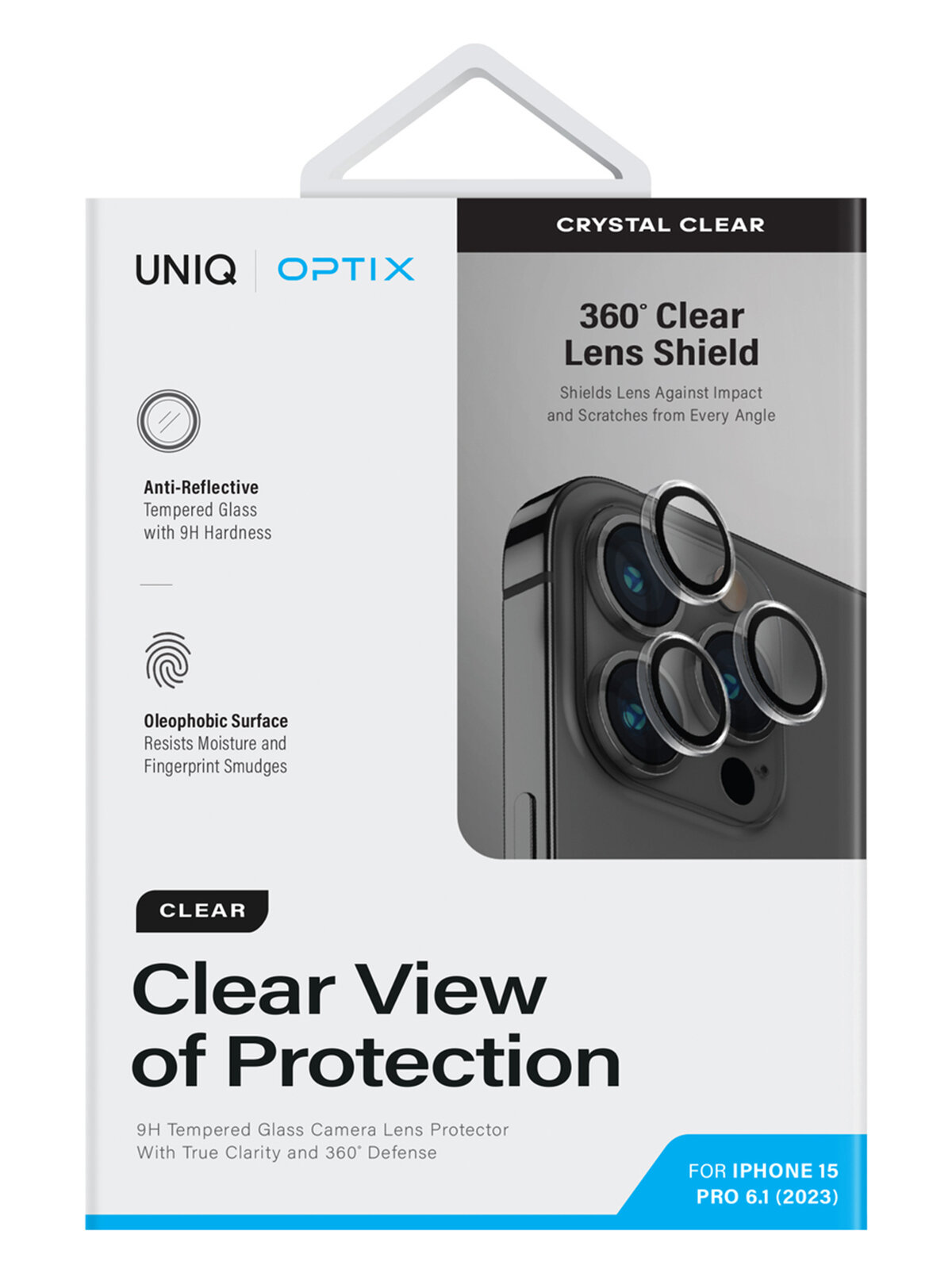 Uniq стекло для камеры iPhone 15 Pro, OPTIX Camera Lens protector Aluminium, Clear (3 линзы)