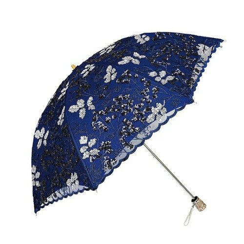 Зонт механика, 2 сложения, купол 87 см, 8 спиц, чехол в комплекте, в подарочной упаковке, для женщин, синий