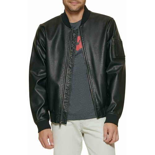 Бомбер Levi's, размер M, черный e baihui mens leather jackets high quality classic motorcycle jacket male plus faux leather jacket men 2020 spring drop shipping