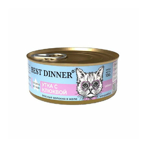 [113.1541] Best Dinner Urinar ж/б 100гр желе Утка с клюквой для кошек проф. МКБ 7561, 113.1541 (11 шт)