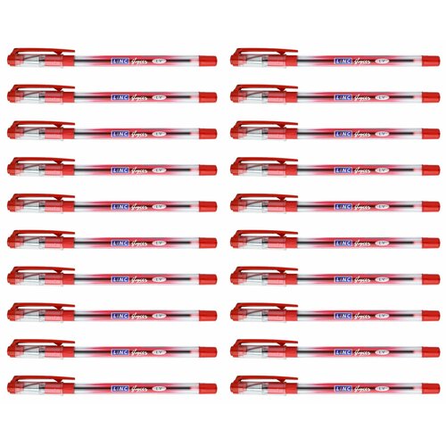 Linc Ручка шариковая Glycer, красная, 0,7 мм, круглый корпус, резиновый грип, цвет корпуса красный, 20 шт.