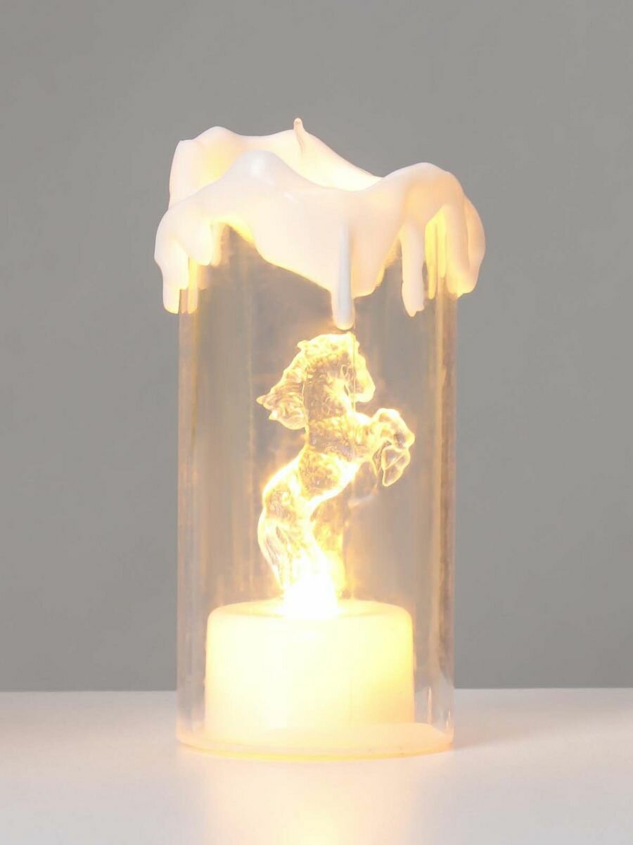 Ночник-свеча "Лошадка" LED от батареек 3хLR44 белый 4,7х4,7х10,5 см - фотография № 5