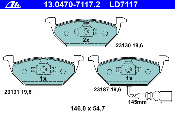 Колодки тормозные CERAMIC для SKODA FABIA II Combi (545) 1.4 TSI RS ATE 13047071172