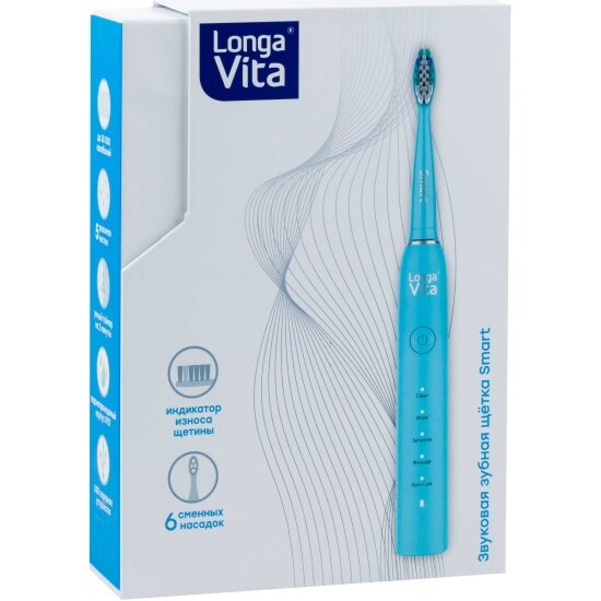 Зубная щётка электрическая Longa Vita B1R, голубой, 6 насадаок