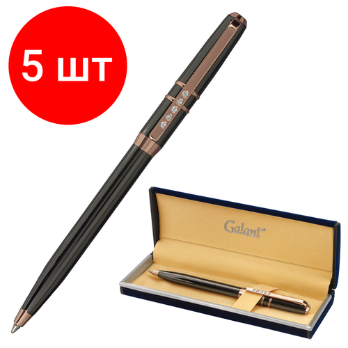 Комплект 5 шт, Ручка подарочная шариковая GALANT SFUMATO GOLD, корпус металл, детали розовое золото, узел 0.7 мм, синяя, 143515