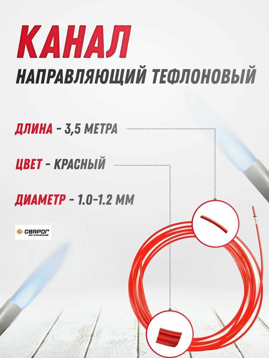 Канал направляющий тефлоновый 1.0-1.2 Красный 3,5 м Сварог