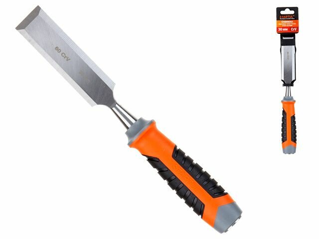 фото Стамеска плоская 32мм STARTUL PROFI (ST4075-32) (обрезиненная рукоятка, металлический затыльник)