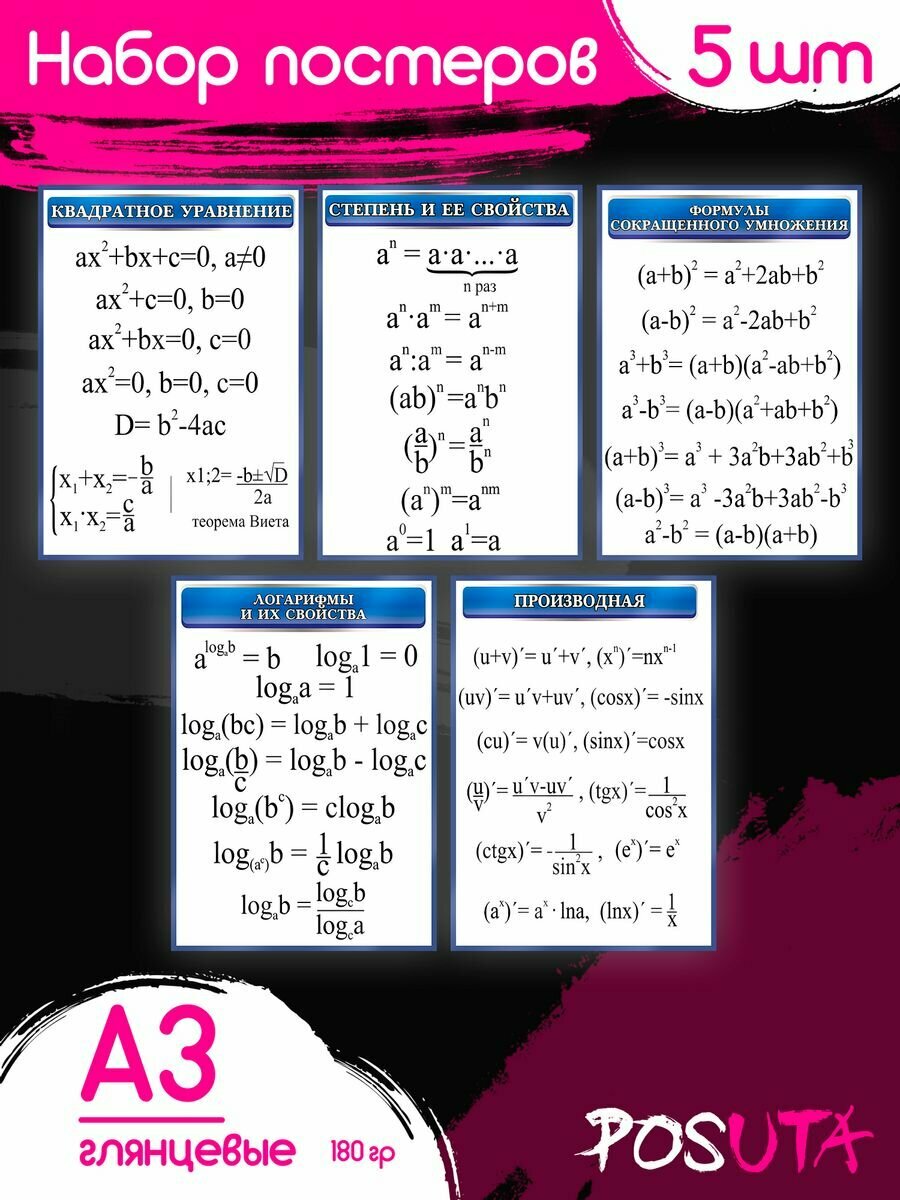 Постеры на стену математические формулы постеры обучающие