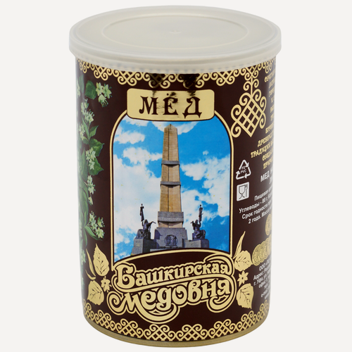 Изображение товара Мёд натуральный Башкирский липовый "Башкирская медовня" 550 гр жестяная банка
