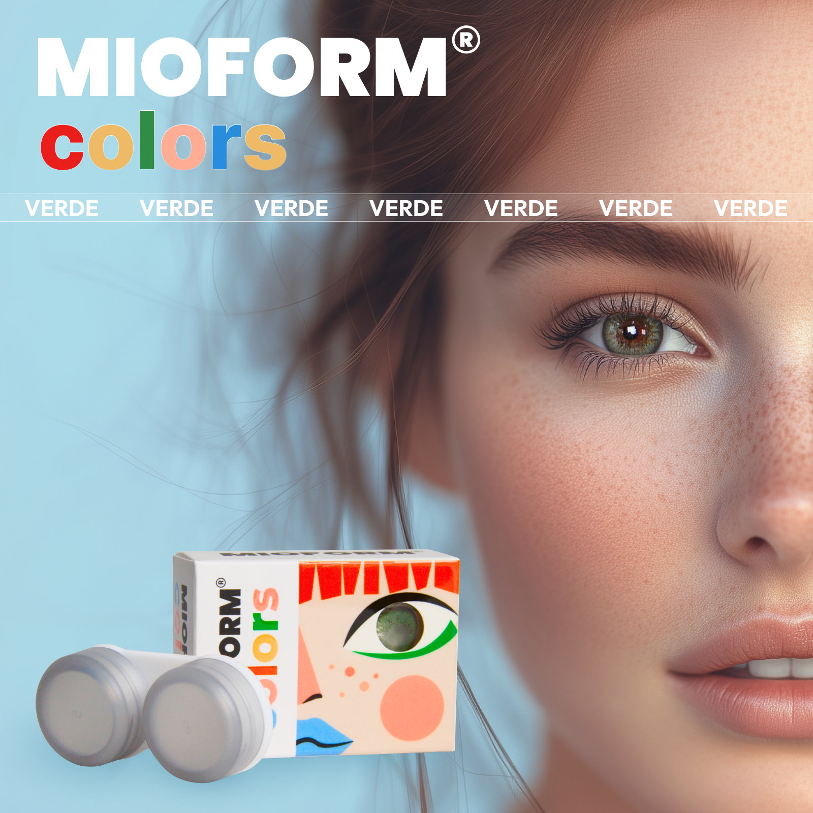Цветные линзы MIOFORM Colors R 8.6, SPH 0,00, зеленые, три месяца