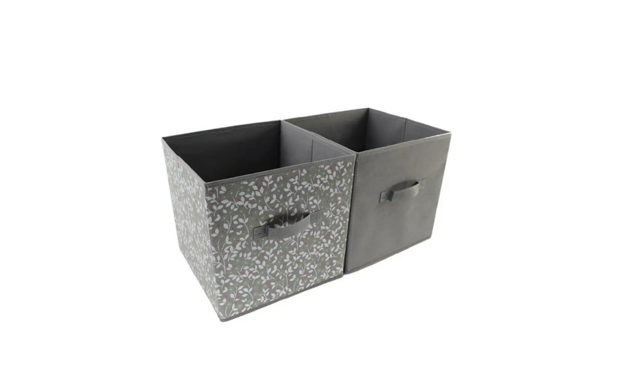 Коробка-куб органайзер для хранения (2 шт. с ручками) -31х31х31-GRAY УУО00004226